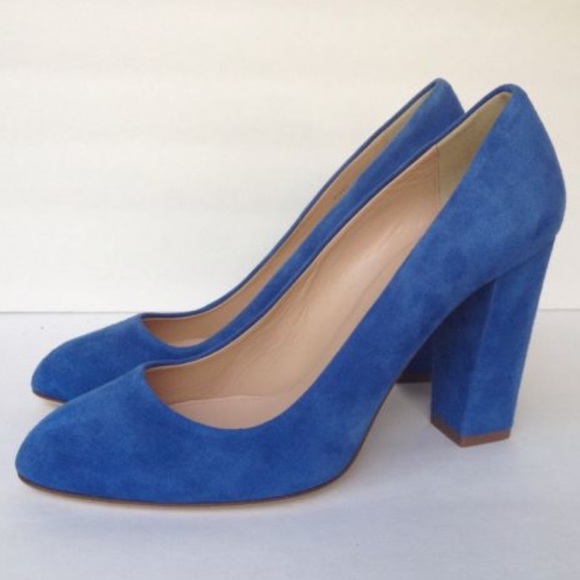bright blue block heels